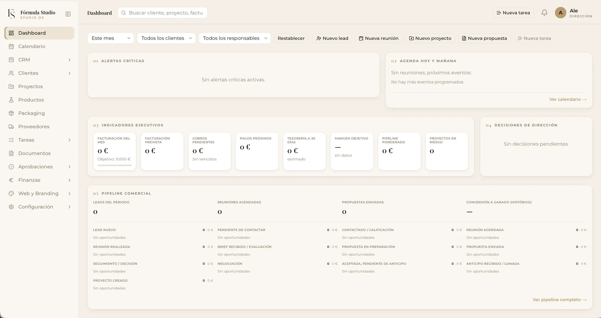 Fórmula Studio ERP: operations, inventory and client records